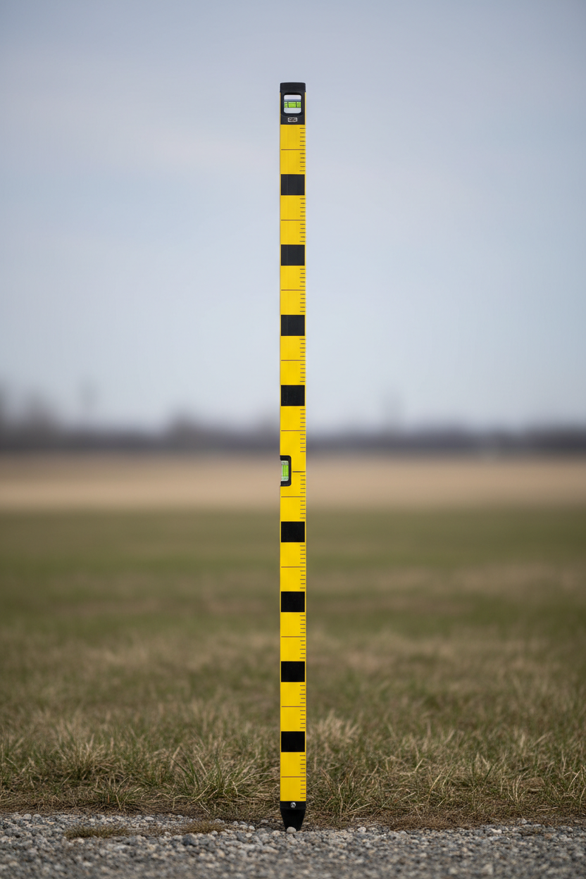 Fiberglass Grade / Leveling Rod — 25 ft, Tenths (Telescoping)
